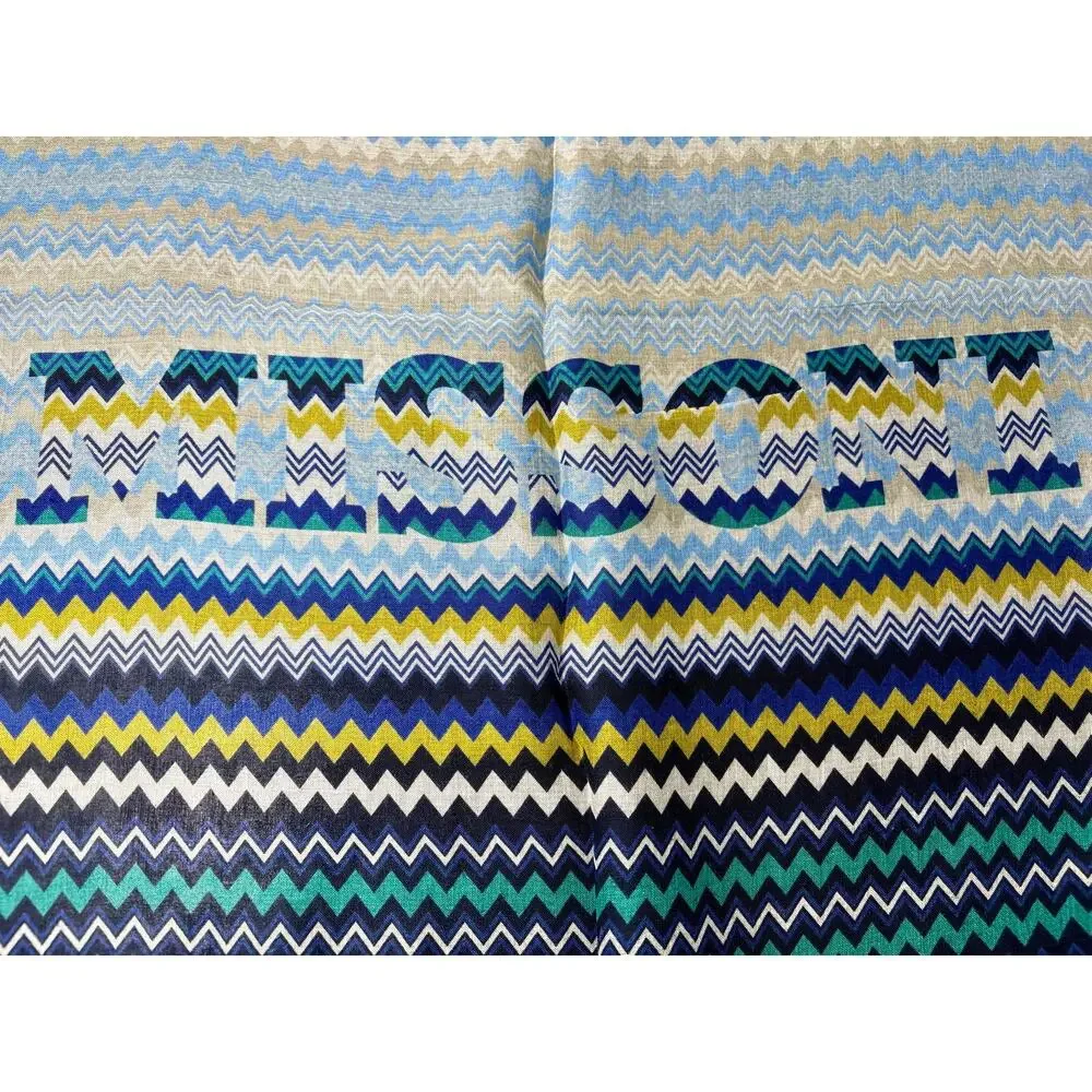 NWT - Missoni Italian Chevron Scarf/Shawl - Blue & Yellow (25x80) - Picture 4 of 15